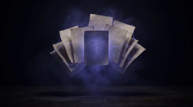 Documents illuminated by indigo light